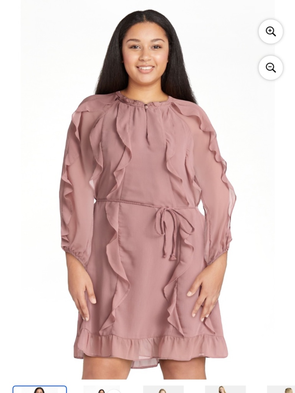 Time and Tru Dusty Rose Ruffle Dress